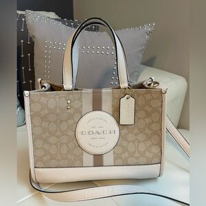 Coach Dempsey Carryall Bag In Signature Jacquard With Stripe And Coach Patch